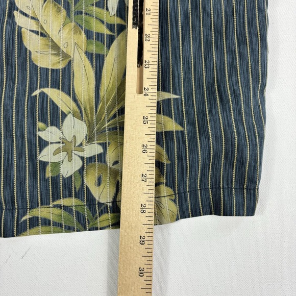 Tommy Bahama Shirt Mens L Blue Floral Stripe Hawaiian Short Sleeve Button Front - Picture 6 of 10